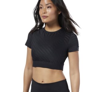 Reebok Studio Mesh Crop Top Damen - Schwarz - DE 067-NWO